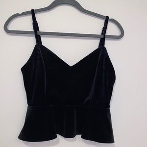 Forever 21 Black Velvet Peplum Top size Small